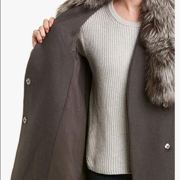 Elie Tahari Women's Sasha Wool Wrap Coat with Real Fur Collar like new Xlarge - Picture 8 of 16